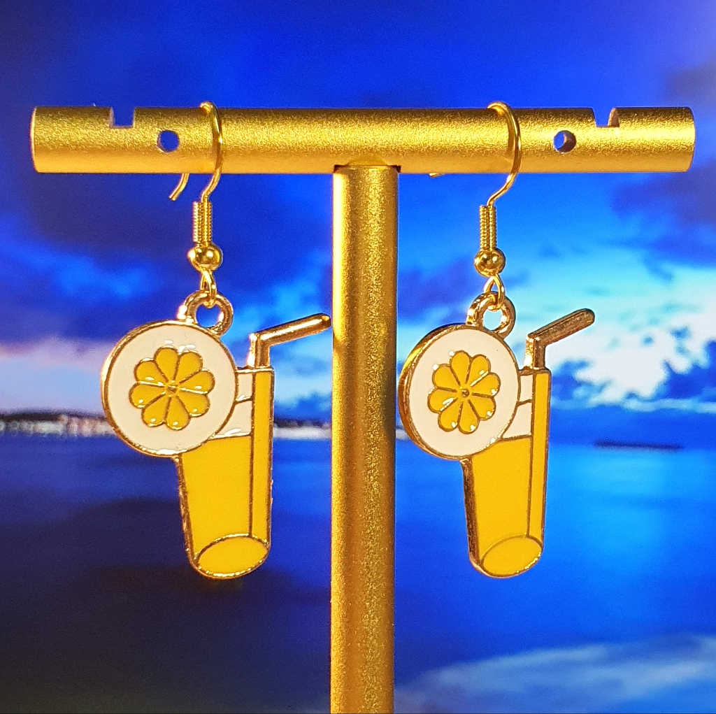 Lemonade Enamel Gold Metal Earings